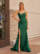 Elisabeth | Mermaid Spaghetti Straps Jersey Prom Dress with Slit - KissProm