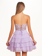 Diana | A - Line Strapless Tiered Corset Short Homecoming Dress with Appliques - KissProm