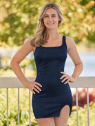 Eden | Sheath Square Neck Homecoming Dress with Slit - KissProm