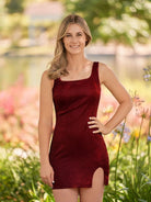 Eden | Sheath Square Neck Homecoming Dress with Slit - KissProm