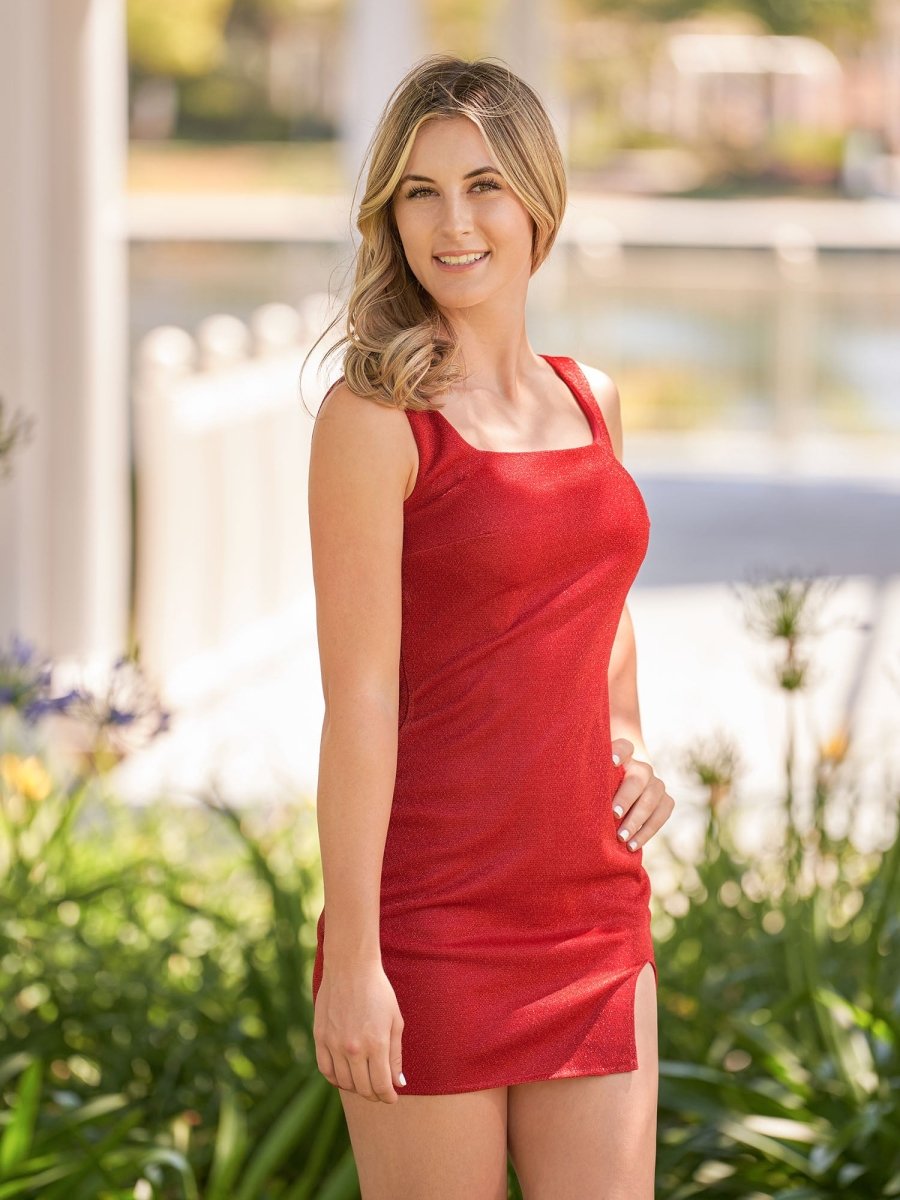 Eden | Sheath Square Neck Homecoming Dress with Slit - KissProm