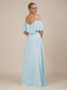 KissDress-Eira Sky Blue A Line Chiffon Off the Shoulder Ruffled Overlay Long Bridesmaid Dress with Slit