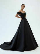 KissDress-Elly  Elegant A-Line Off the Shoulder White Satin Wedding Dresses