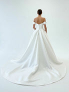 KissDress-Elly  Elegant A-Line Off the Shoulder White Satin Wedding Dresses