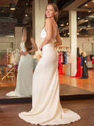 Elegant Mermaid Strapless Elastic Satin Wedding Dresses with Train - KissProm