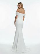 KissDress-Elegant Mermaid Sweetheart Sexy Off-the-Shoulder Wrap-Around Satin Wedding Dress