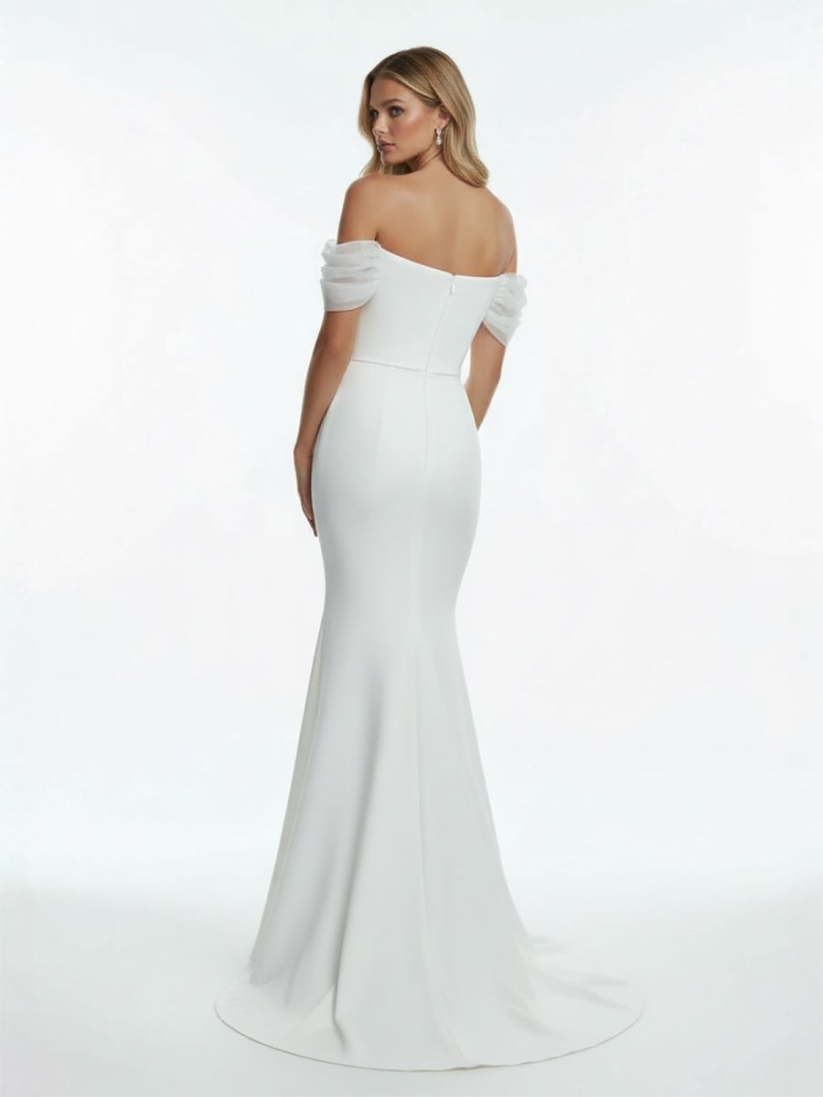 KissDress-Elegant Mermaid Sweetheart Sexy Off-the-Shoulder Wrap-Around Satin Wedding Dress