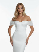 KissDress-Elegant Mermaid Sweetheart Sexy Off-the-Shoulder Wrap-Around Satin Wedding Dress