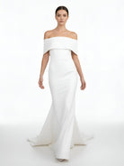 KissDress-Elegant Trumpet Mermaid Off-The-Shoulder Elastic Satin Wedding Dresses