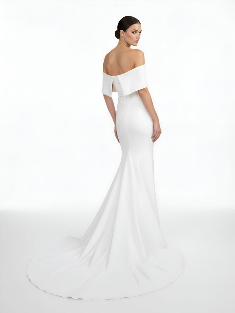 KissDress-Elegant Trumpet Mermaid Off-The-Shoulder Elastic Satin Wedding Dresses