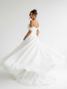 KissDress-Elegant White Off-the-Shoulder Long Wedding Dress with Slit
