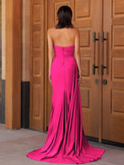 Eowyn | Mermaid Strapless Satin Long Prom Dresses With Split - KissProm