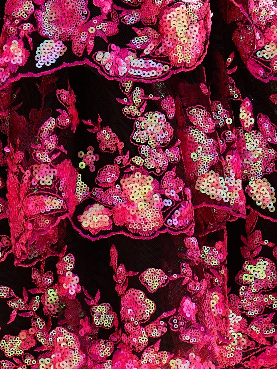 Everly | A - Line Sweetheart Tiered Black Pink Short Homecoming Dress - KissProm