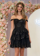 Everly | A - Line Sweetheart Tiered Navy Blue Short Homecoming Dress - KissProm