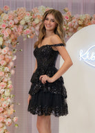 Everly | A - Line Sweetheart Tiered Navy Blue Short Homecoming Dress - KissProm