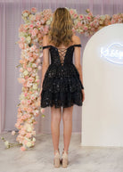 Everly | A - Line Sweetheart Tiered Navy Blue Short Homecoming Dress - KissProm