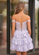 Everly | A - Line Sweetheart Tiered Navy Blue Short Homecoming Dress - KissProm