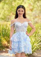 Everly | A - Line Sweetheart Tiered Navy Blue Short Homecoming Dress - KissProm