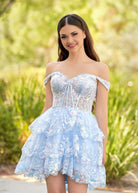 Everly | A - Line Sweetheart Tiered Navy Blue Short Homecoming Dress - KissProm