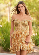 Everly | A - Line Sweetheart Tiered Short Homecoming Dress - KissProm