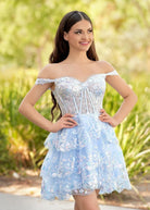 Everly | A - Line Sweetheart Tiered Navy Blue Short Homecoming Dress - KissProm