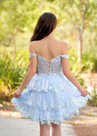 Everly | A - Line Sweetheart Tiered Navy Blue Short Homecoming Dress - KissProm
