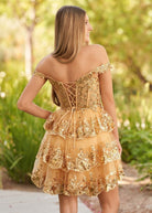 Everly | A - Line Sweetheart Tiered Short Homecoming Dress - KissProm