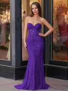 Evie |Mermaid Sweetheart Neck Lace Long Prom Dress With Appliques - KissProm