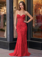 Evie |Mermaid Sweetheart Neck Lace Long Prom Dress With Appliques - KissProm