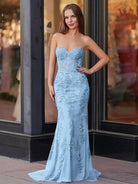 Evie |Mermaid Sweetheart Neck Lace Long Prom Dress With Appliques - KissProm