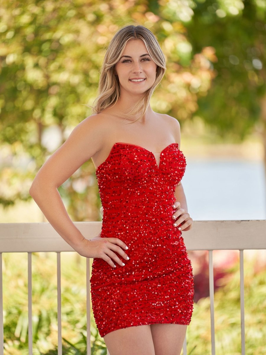 Evora | Bodycon Sweetheart Black Sequin Short Homecoming Dresses - KissProm