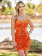 Evora | Bodycon Sweetheart Black Sequin Short Homecoming Dresses - KissProm