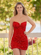 Evora | Bodycon Sweetheart Black Sequin Short Homecoming Dresses - KissProm