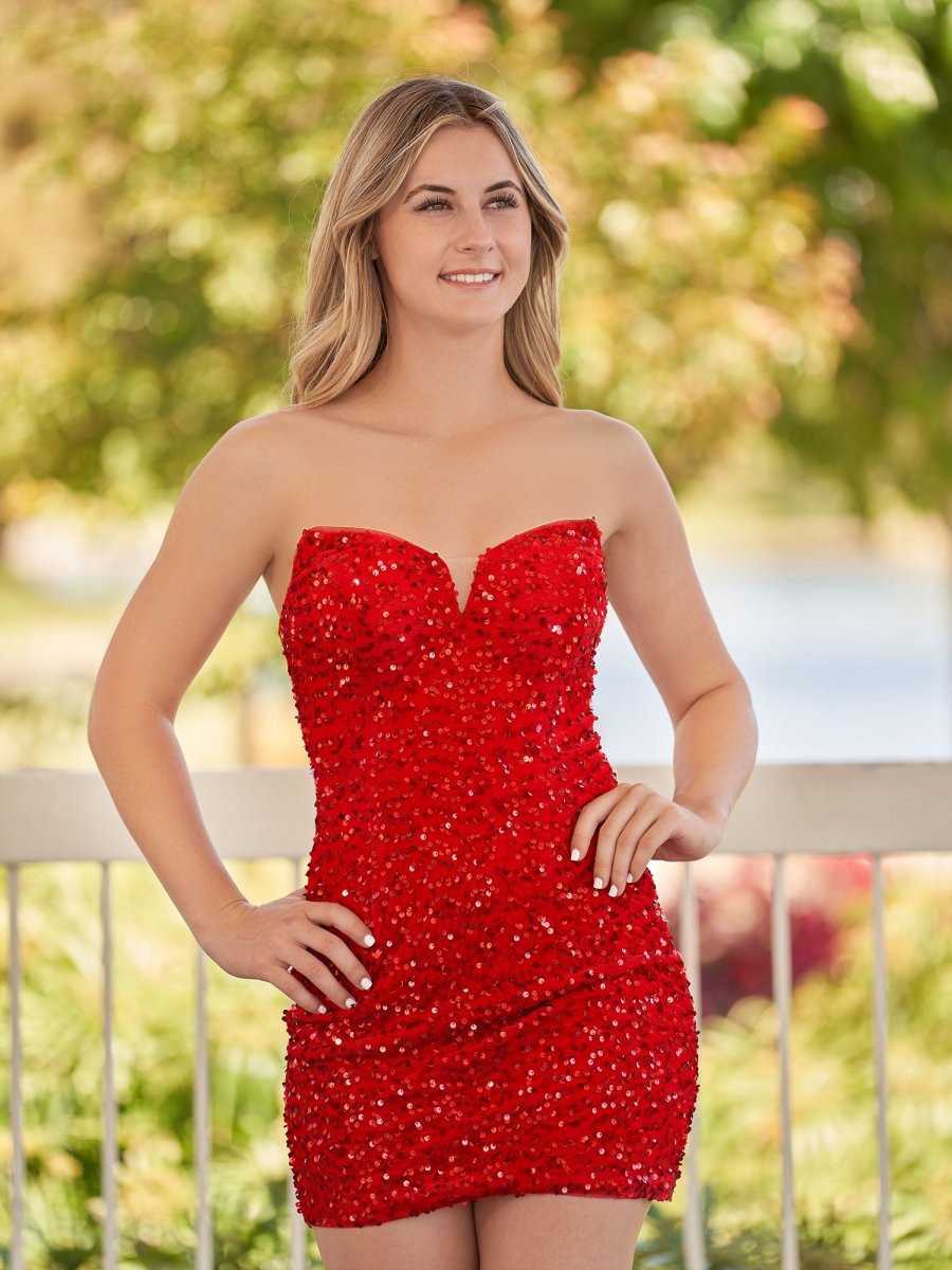 Evora | Bodycon Sweetheart Black Sequin Short Homecoming Dresses - KissProm