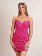 Evora | Bodycon Royal Blue Sweetheart Sequin Short Homecoming Dresses - KissProm
