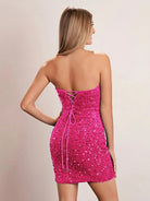 Evora | Bodycon Royal Blue Sweetheart Sequin Short Homecoming Dresses - KissProm