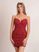 Evora | Bodycon Royal Blue Sweetheart Sequin Short Homecoming Dresses - KissProm