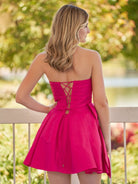 Fern | A - Line Red Strapless Mini Homecoming Dress with Bow - KissProm