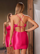 Farica | Bodycon Red Spaghetti Straps Homecoming Dress - KissProm
