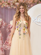 3D Flower Tulle Tea Length Prom Dresses - KissProm