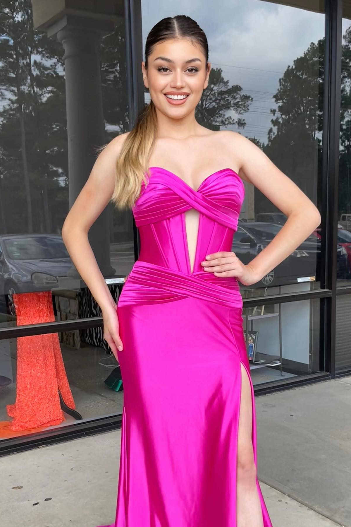 Sweetheart Satin Mermaid Long Prom Dress