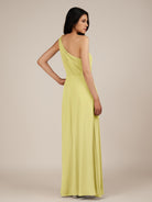 KissDress-Gaura Buttercup A Line Chiffon One Shoulder Pleated Long Bridesmaid Dress with Slit