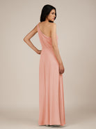 KissDress-Gaura Rose Petal A Line Chiffon One Shoulder Pleated Long Bridesmaid Dress with Slit