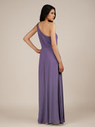 KissDress-Gaura Tahiti A Line Chiffon One Shoulder Pleated Long Bridesmaid Dress with Slit