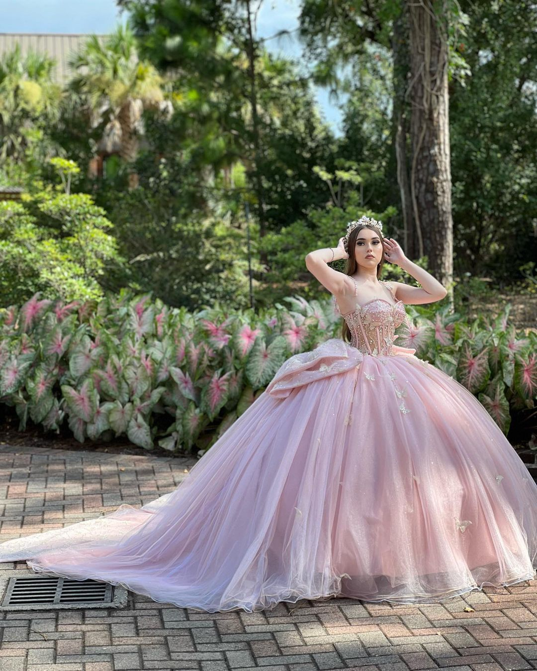 Pink Ball Gown Lace Sweetheart Quinceanera Dress