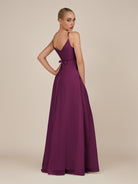 KissDress-Glenys Fig A Line V Neck Long Bridesmaid Dress with Slit