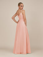 KissDress-Glenys Rose Petal A Line V Neck Long Bridesmaid Dress with Slit