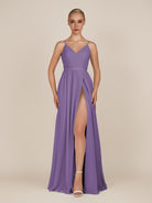 KissDress-Glenys Tahiti A Line V Neck Long Bridesmaid Dress with Slit