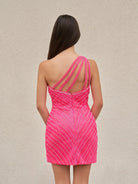 Talla | Glitter Dark Green One Shoulder Beaded Tight Homecoming Dress - KissProm