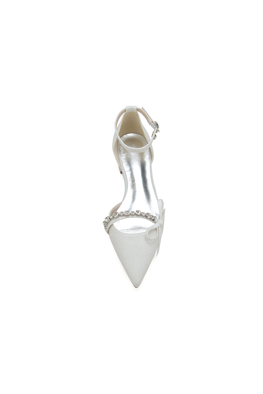 Glitter Pointed Toe Low Heels Wedding Shoes with Bow